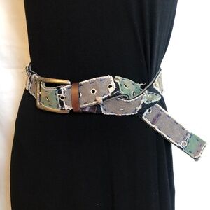 Distressed Patch Work Camo Patterned Belt